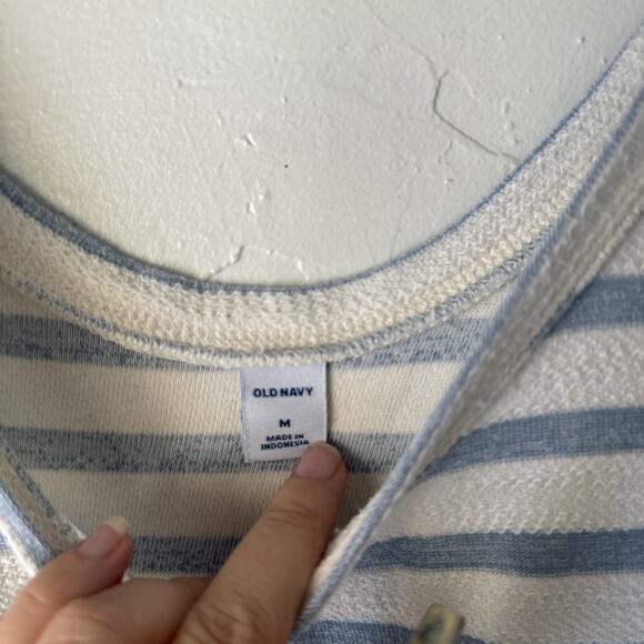 Old Navy Romper Terry Cloth Medium Striped Tank Sleeveless Drawstring‎ Pockets - Picture 6 of 8